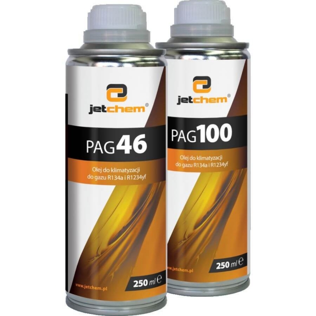 Olej PAG 46 od JETHEM to najwyższej jakości olej do spręzarki klimatyzacji. Olej PAG jest dostępny też w lepkości PAG 100