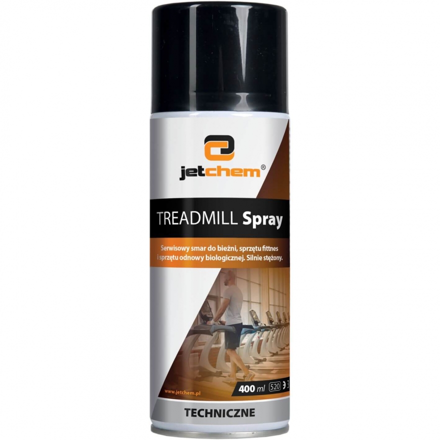 Olej do smarowania bieżni Treadmill Spray od Jetchem zapewnia zmniejszenie elementów eksploatacyjnych